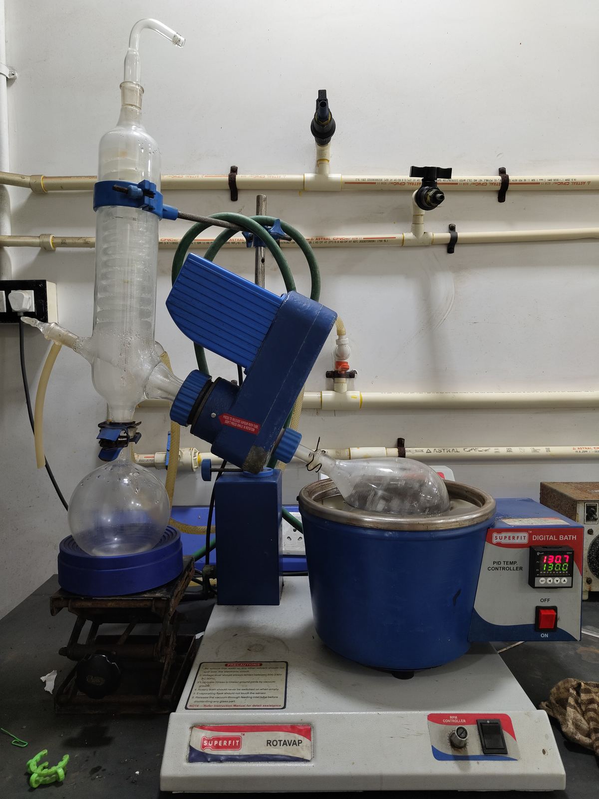 Rotary evaporator setup in the lab